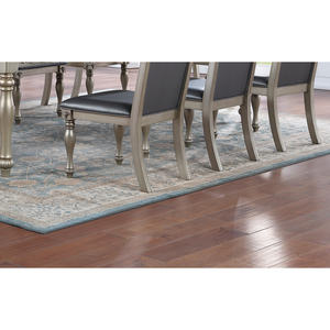 Juego de comedor DB Majestic de madera de caucho con acabado gris/plateado, 2 sillas laterales formales con cojín de diseño intrincado tapizado - Product Image 6