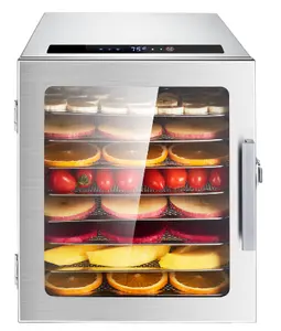 New Type Home Appliances Full Glass Door Fruit Snack Food Dehydrator With 8 Trays For Sale