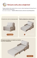 Canapé-lit minimaliste TCX en tissu, une place, dossier capitonné, sans accoudoirs, pieds en bois, meuble de salon avec rangement et rembourrage en mousse