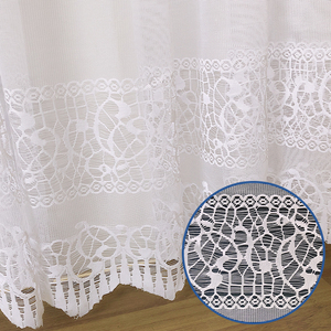 Tela de encaje de tul de malla de poliéster 100% bordada floral lisa jacquard para cortinas y tapicería - Product Image 5