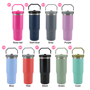 Canecas de viagem isoladas Tumbler Caneca com alça superior tampas à prova de vazamento Flip Straw <span class=keywords><strong>Lid</strong></span> Cup Aço Inoxidável Logotipo Personalizado 30 Oz Preto - Product Image 4