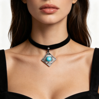 Collier en alliage tendance le plus vendu, pendentif demi-soleil en bambou simple et élégant avec turquoise, cadeau pour petite amie