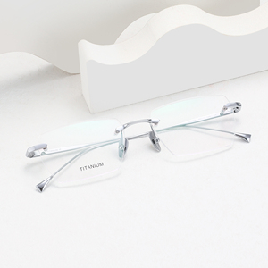 Kính mắt nam khung titan nguyên chất không viền kiểu retro vuông 2024, có thể tùy chỉnh, chất lượng cao - Product Image 1