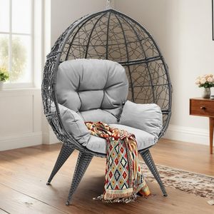 Koolsoo Chaise Suspendue En Forme D'Œuf Avec Coussin Épais Design Respirant Idéal Pour Intérieur Ou Gris 80x120cm