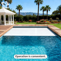 Couverture de piscine en polycarbonate résistant aux intempéries, à lamelles, électrique, à enroulement automatique, couverture de sécurité rétractable pour piscine de resort