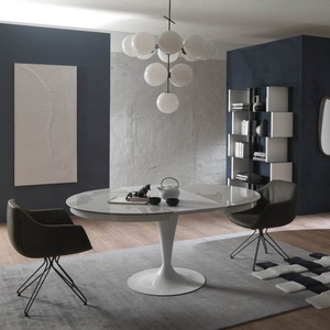 <span class=keywords><strong>Tulip</strong></span> Cơ Sở Độ Bóng Cao Trắng MDF Mở Rộng Vòng Bàn Ăn Kim Loại Cơ Sở Bàn Ăn - Product Image 1