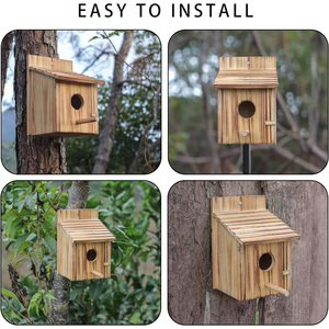 Bahçe asılı için katı ahşap Modern <span class=keywords><strong>Birdhouse</strong></span> açık evcil hayvan kafesi düğme kapatma hayvan desen birdbirds kuşlar satış - Product Image 5