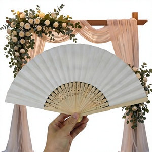 Abanico Plegable de Papel Pintado a Mano, Media Pieza, Marco de Madera Blanco, Decoración de Boda, Regalo, Tema Moderno, Artesanía Natural, Uttar - Product Image 1
