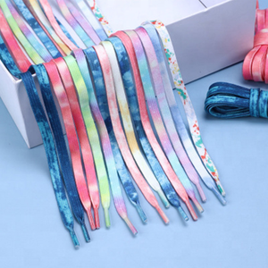 Tie Dye Schuhspitze für AF-Schuhe Flaches Baumwoll material Tie Dye Schnürsenkel Zweifarbig Mix Color Printed SB Dunks <span class=keywords><strong>Low</strong></span> High Schnürsenkel - Product Image 2