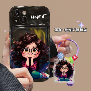 Curly Hair Girl Camera Mirror Stand Holder <span class=keywords><strong>Colgante</strong></span> TPU <span class=keywords><strong>Funda</strong></span> para teléfono móvil para <span class=keywords><strong>Iphone</strong></span> 17 8 X Xr XS <span class=keywords><strong>11</strong></span> 12 13 14 15 16 Pro Max - Product Image 3