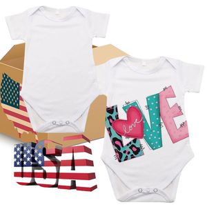 En Stock, Logotipo Personalizado de Fábrica, Tallas Unisex Americanas, Mameluco de Manga Corta para Bebé, Blanco para Sublimación - Product Image 2
