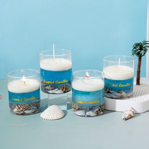 Bougie parfumée en verre style marin avec décoration coquillages, cire de soja, aromathérapie, souvenir de fête - Product Image 1