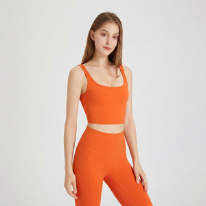 Débardeur de sport pour femme, dos en U, à double bretelle fine, extensible, coupe ajustée, avec coussinets intégrés, pour fitness et yoga, sans manches, style crop top, vente en gros - Product Image 3