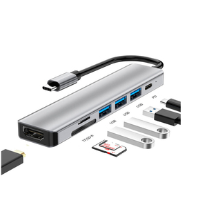 Hub <span class=keywords><strong>USB</strong></span>-C 7-en-1 multiport <span class=keywords><strong>vers</strong></span> HDTV, VGA, RJ45, TF+<span class=keywords><strong>SD</strong></span> – Station d'accueil pour ordinateur portable, répartiteur <span class=keywords><strong>USB</strong></span> 3.0 pour MacBook - Product Image 4