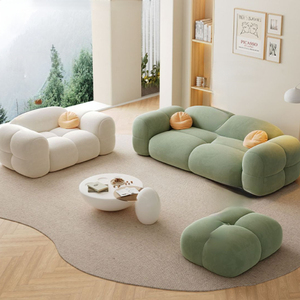 Modern Cream-Colored <strong>Sand</strong>-Washed Fabric <strong>Sofa</strong> Baby-Soft Velvet for Compact Rental Apartments Living Room Jelly <strong>Sofa</strong> - Product Image 5