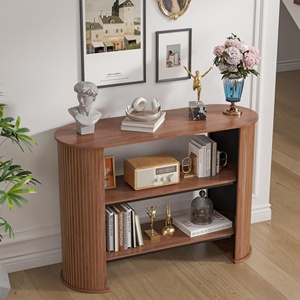 Hiện đại 3-Tier mở lưu trữ gỗ giọng giao diện điều khiển Bảng hẹp sofa bảng với rãnh lối vào cho phòng khách tiền sảnh hoặc lối vào - Product Image 4