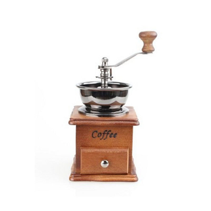 Moulin à café manuel vintage en bois et céramique avec manivelle, moulin à épices en acier inoxydable - Product Image 2