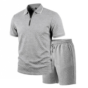 Conjunto de Polo para Hombre 2026, Tela Jacquard, Manga Corta, Diseño a Cuadros, Verano, Ligero, Casual, Dos Piezas - Product Image 6