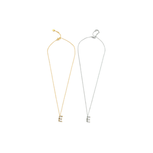 Collana con Ciondolo a Forma di Lettera E con Diamante, Catena in Acciaio Inossidabile 6mm Stile Collare - Product Image 2