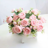 Nouveau style de bouquet de mariage miniature en soie artificielle, orné de pivoines persanes et de roses Fleur de Lys