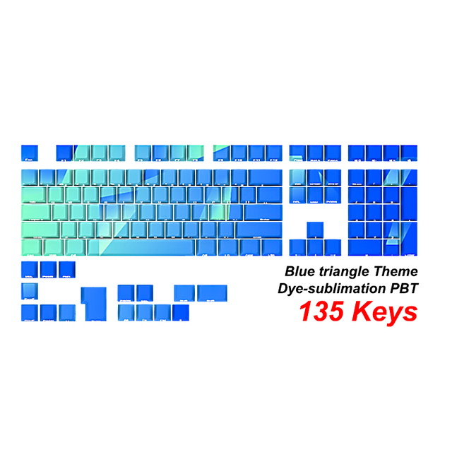Aflion Top Sell 124 Keys Stock DIY Blue Triangle Mechanical Keyboard Keycap Set PBT Dye Sublimation  Keycaps