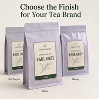 Sachets de thé à fond plat personnalisés avec fermeture éclair pour thé aux herbes, thé vert, thé noir et emballage de marque privée pour la vente au détail