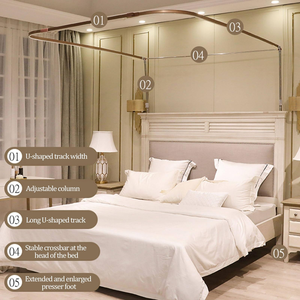 Mosquitera de piso con diseño de princesa, en forma de U, de encaje multicapa, con encriptación, para uso individual, doble o familiar, plegable, 100% poliéster, bordada. - Product Image 3