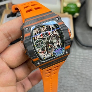 Top Quality Tonneau <b>Automatic</b> <b>Chronograph</b> Men's Watch Forged Carbon FiberCaseSkeletonDialRubberStrapSapphireCrystalLuminousHands - Product Image 2