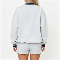Sweat à capuche ample en coton pour femme avec broderie lettre appliquée, style streetwear oversize, pull chaud doublé polaire pour l'hiver