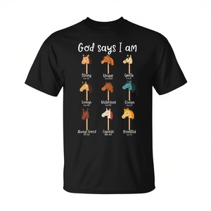 Camiseta God Says I Am Horse para Adultos, Unisex, Cuello Redondo, Manga Corta, Impresión Digital, Regalo Religioso para Iglesia - Product Image 2