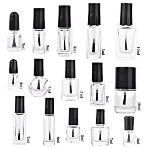 Flat Nail Polish Bottle Black Matt Chinese Supplier 15ml Bright Black Matte Black with Black Plastic Cap and Brush