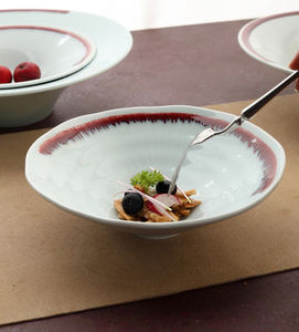 Ensemble de bols en céramique avec impression dorée personnalisée, blanc, petit, 6 onces, bol à mélanger, à riz, à salade, à soupe avec bord doré - Product Image 1