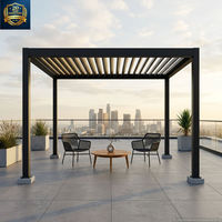 Pergola motorisée en aluminium LYN pour extérieur, à lames orientables, imperméable, ignifuge, pare-soleil, auvent de terrasse 5x5x3M