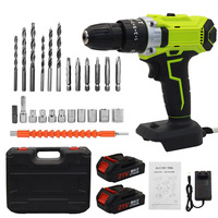 Taladro Inalámbrico de 21V con 2 Baterías, Kit de Herramientas Eléctricas con Estuche de Plástico para Taller y Construcción