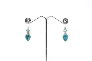 ต่างหูพลอยสีฟ้าโทแพซ สีฟ้าทองแดง สีฟ้าเทอร์ควอยซ์ ทำด้วยมือ เงินแท้ 925 สำหรับผู้หญิง สไตล์โบโฮ เครื่องประดับคุณภาพดี ขายส่ง - Product Image 2