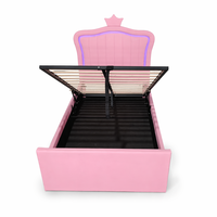 Lit de luxe avec cadre LED et tête de lit capitonnée en cuir, ottoman de rangement à vérin à gaz, taille et couleur personnalisables, vente en gros directe usine OEM