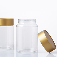 Pot rond personnalisé en PET pour noix, 1000 ml, avec bouchon à vis doré, emballage alimentaire, bouteilles en plastique hermétiques pour pistaches, cacahuètes, raisins