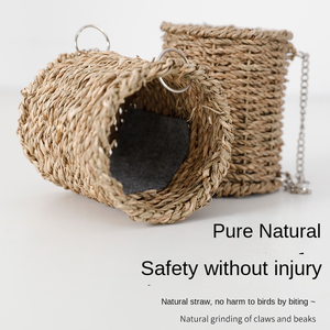 Xuan Wind Petit Lit de nid en peau de tigre Jours d'été Abri chaud pour animaux de compagnie Cage suspendue pour perroquet en bois pour oiseaux et animaux de compagnie - Product Image 3