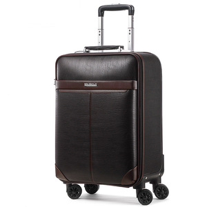 18-inch Business Pu Travel Luggage Strong Durable Aluminum Abs Wheel Trolley Cabin Bag <b>Roller</b> Bag Spinner <b>Suitcase</b> Luggage - Product Image 1