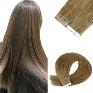 Extensions de <span class=keywords><strong>cheveux</strong></span> naturels chinois Dark&Blonde, lisses et soyeux, double trame Remy, invisibles, en PU, 16-20 pouces, à bandes adhésives - Product Image 2