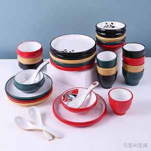 Service de table <span class=keywords><strong>NYX</strong></span> A5 en mélamine imitation porcelaine, peint à la main, style moderne et épuré, ensemble de quatre pièces, épaissi, résistant aux chutes, créatif - Product Image 3