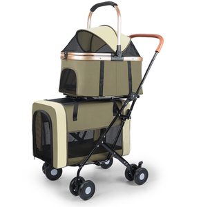 Carrito de Viaje Plegable de Doble Capa para Mascotas, con Marco de Metal y Malla, para Perros y Gatos Pequeños - Product Image 1