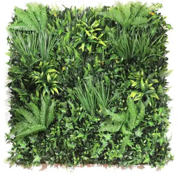 Plantes vertes, panneaux muraux en gazon artificiel, mur de haie de maison, plante artificielle en plastique, mur vert vertical pour décoration de jardin