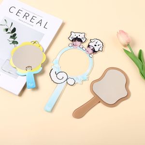 Miroir de maquillage frontal portable en acrylique avec poignée jaune et bleue, motif hibou, miroir compact pour usage quotidien - Product Image 2