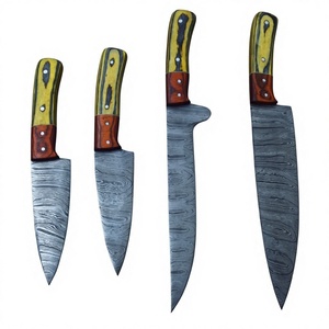 Ensemble de couteaux de chef en acier damas forgé à la main, faits sur mesure, avec étui en cuir |   Cadeau Parfait - Product Image 4