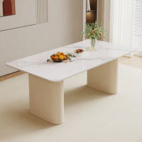 Table à manger et chaises en pierre frittée blanc pur style crème, assemblage facile, pour petit appartement moderne