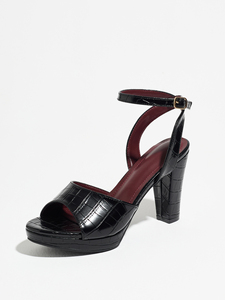 Sandalias Clásicas con Plataforma y Punta Abierta, Diseño Croc, Tacón Cuadrado, Hebilla en el Tobillo, Ligeras, Cómodas y Sexys para Mujer, Ideales para Bodas y Eventos - Product Image 2