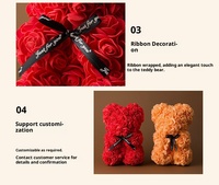 Boîte d'ours en rose réaliste DIY Teddy Fleur éternelle Poupée créative Cadeau de la Saint-Valentin Fête des mères Anniversaire Petite amie Femme