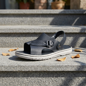 Sandales pour hommes en cuir de vachette souple cousues à la main, collection été 2026 – Chaussures décontractées confortables, résistantes à l'usure et antidérapantes - Product Image 1