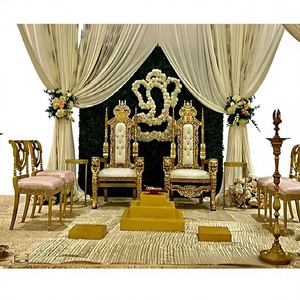 Hermosas Sillas para Ceremonia de Boda India, Sillas de Trono Reales para Rey y Reina, Sillas de Lujo para Eventos de Novios Maharaja, Reino Unido - Product Image 1